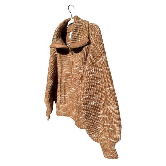 NWT Varley Ridley Dalmation Half Zip Knit Golden Bronze Egret Sweater M - Picture 4 of 14